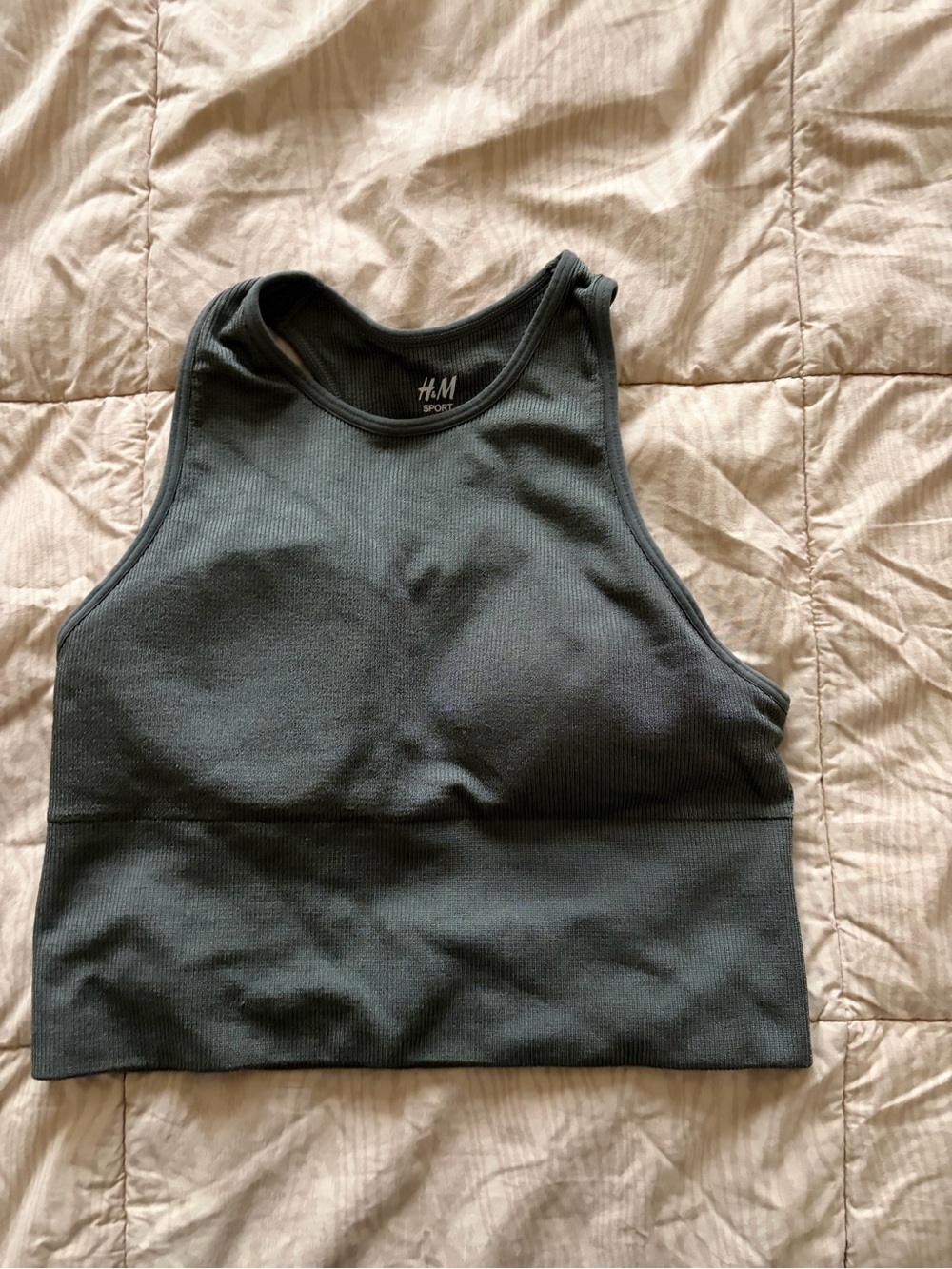 H&M Dark Gray Ribbed High-Neck sports bra